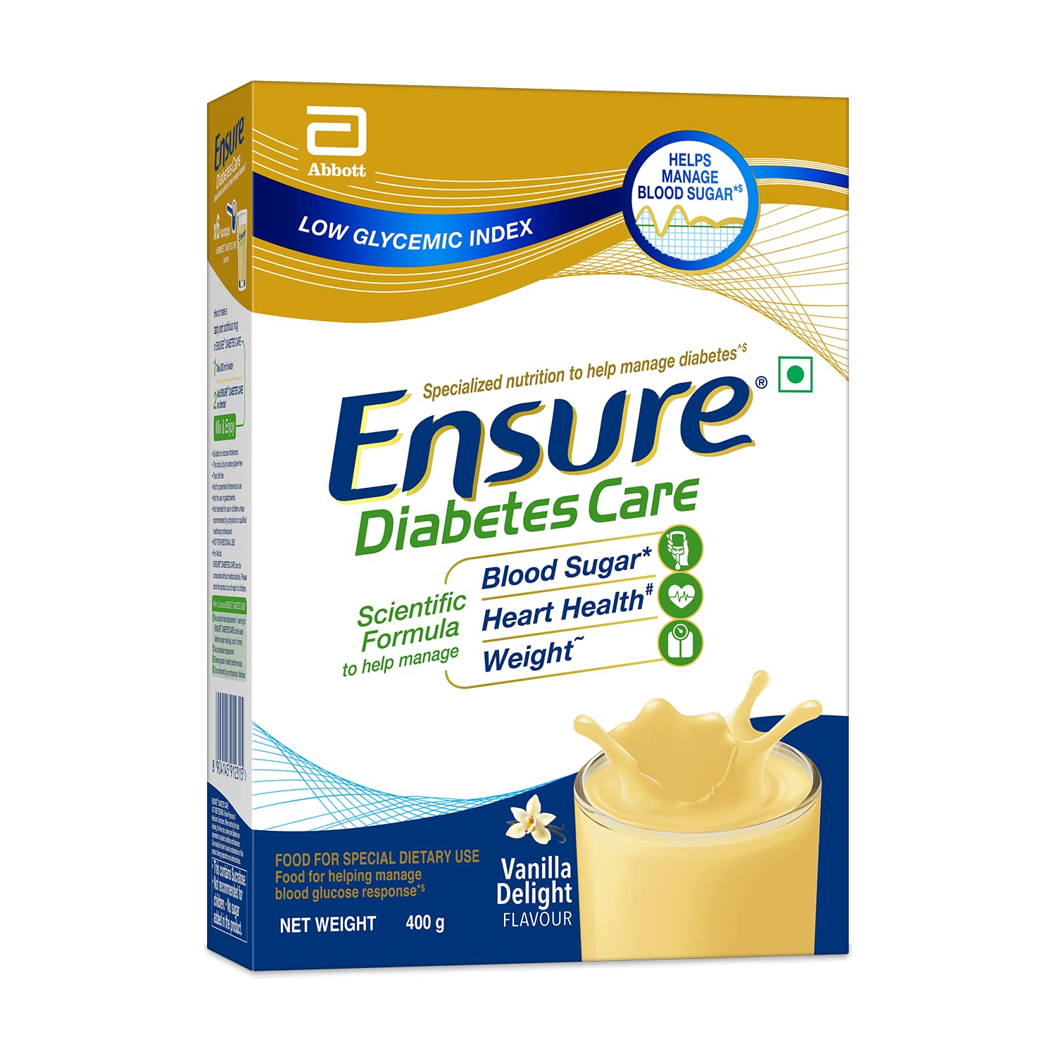 Ensure Diabetes Care- Nutrition to Help Control Blood Sugar Levels- 400 gm Box (Vanilla Flavour), Ye