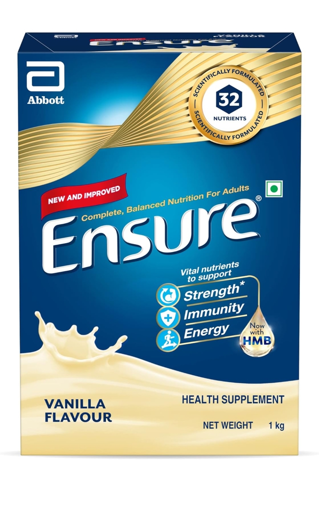 Ensure Complete, Balanced Nutrition Drink Powder For Adults 1Kg, Vanilla Flavour