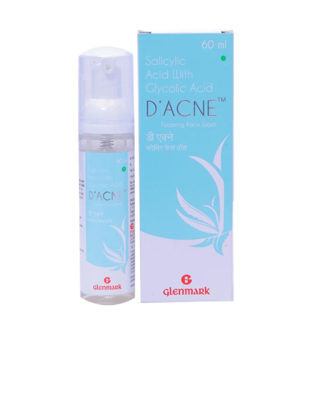 D'Acne Foaming Face Wash, 60 ml | Salicylic Acid & Glycolic Acid | Fights Acne